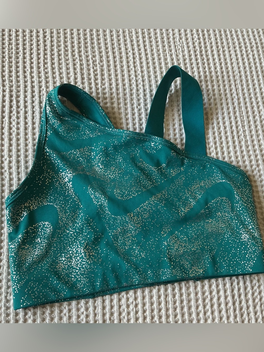 Nike Teal Glitter One-Shoulder Sports Bra